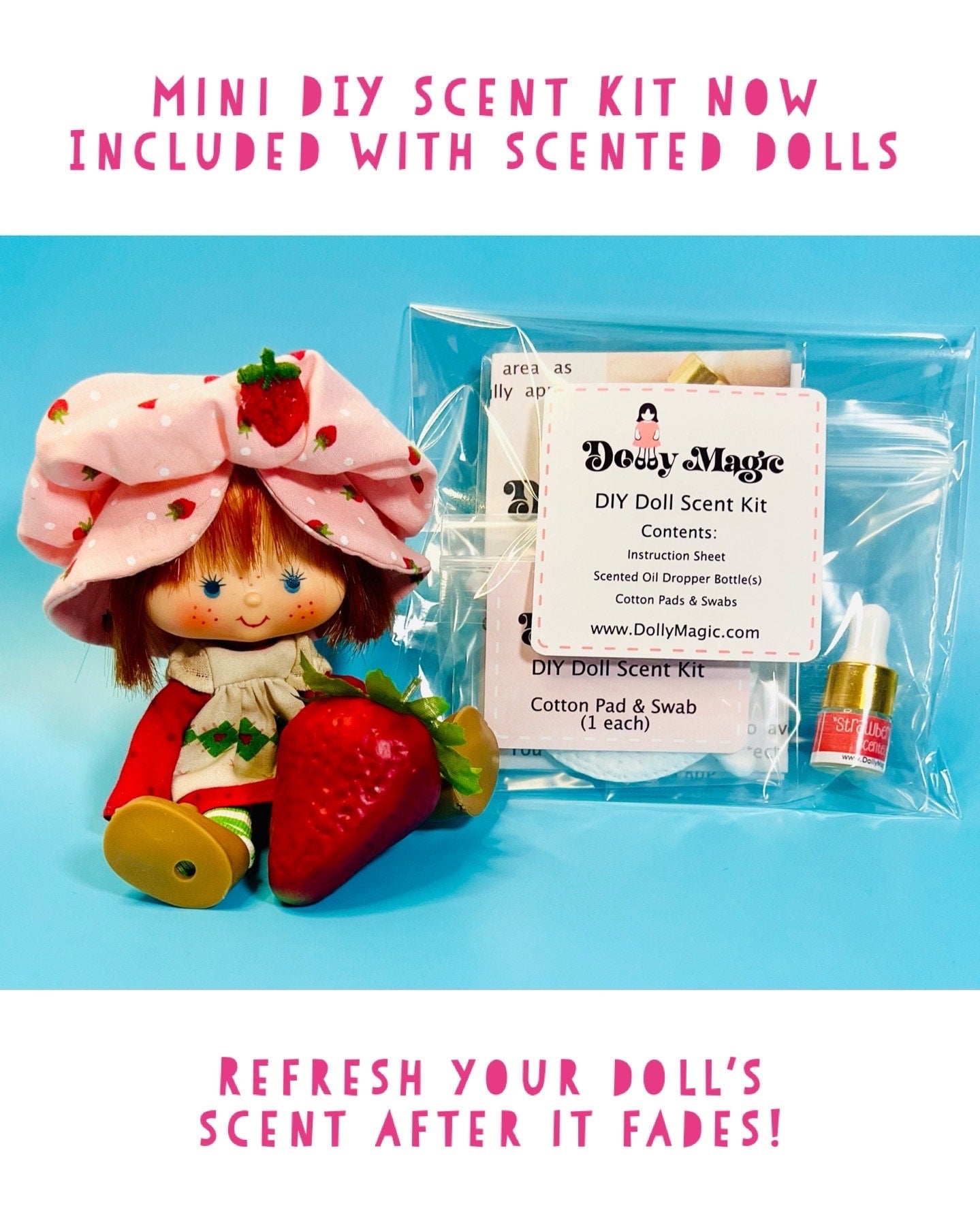 1980s Vintage Angel Cake Doll with Pet Souffle Skunk from Strawberry Shortcake! Optional Scent and Gift Wrap! - Dolly Magic