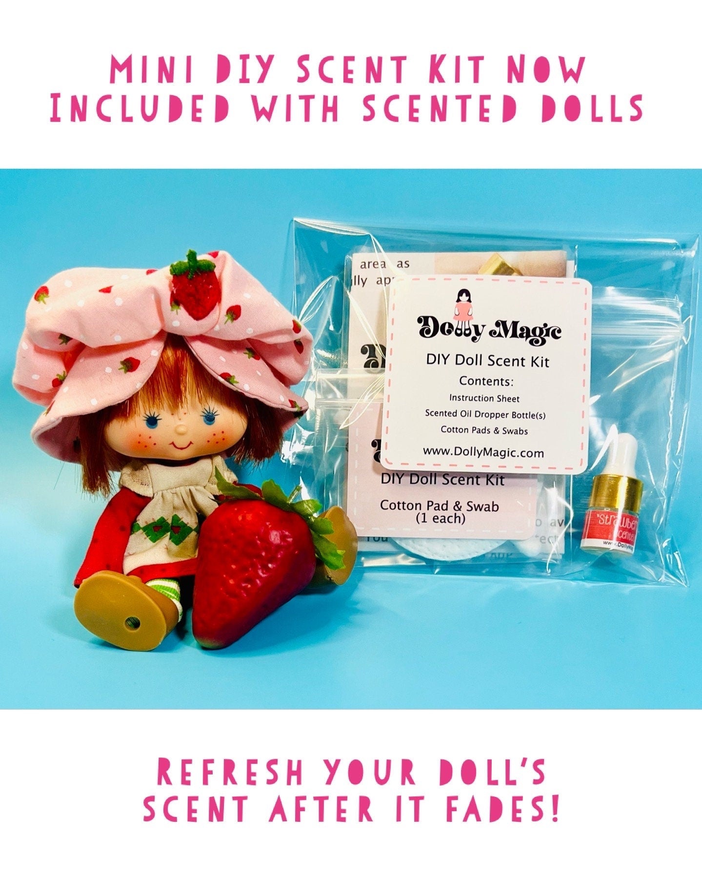 1980s Vintage Raspberry Tart Doll with Pet Rhubarb from Strawberry Shortcake! Optional Scent and Gift Wrap! - Dolly Magic
