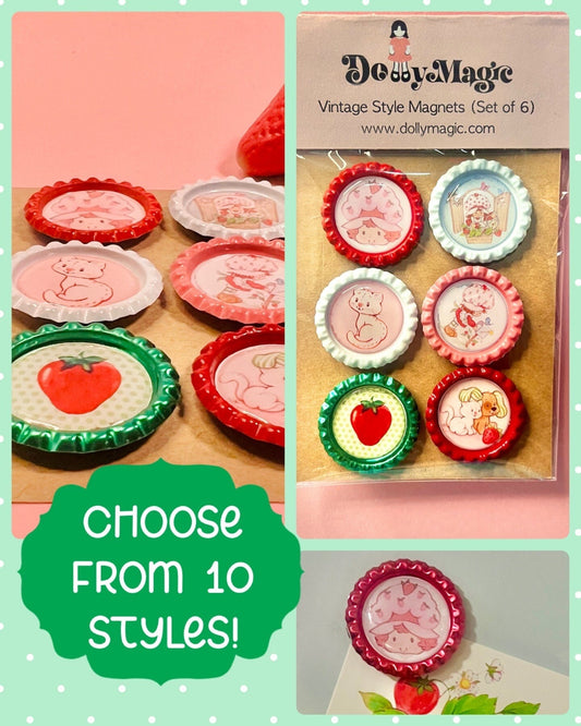Vintage Style Strawberry Shortcake Magnets! Choose from 10 styles! - Dolly Magic