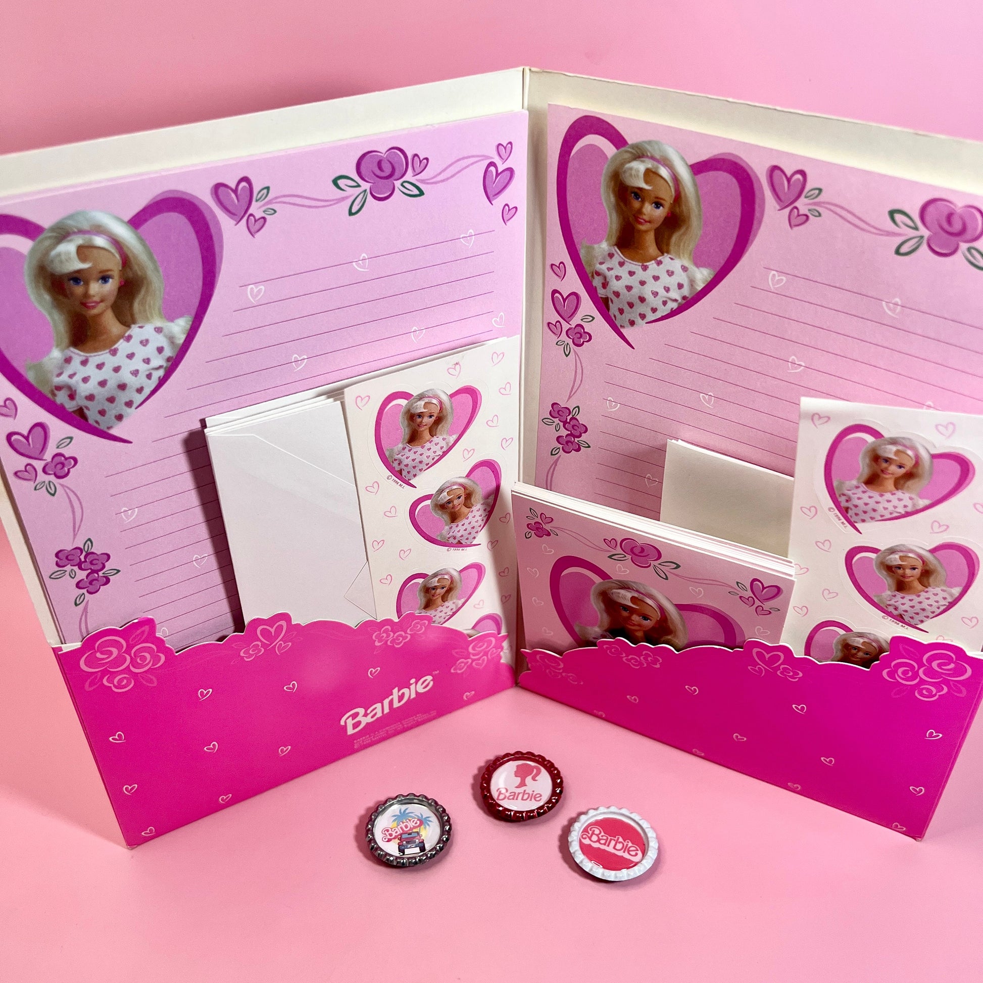 Vintage 1996 Barbie Stationary Set! Notecards, Paper, Stickers and Magnets - Dolly Magic