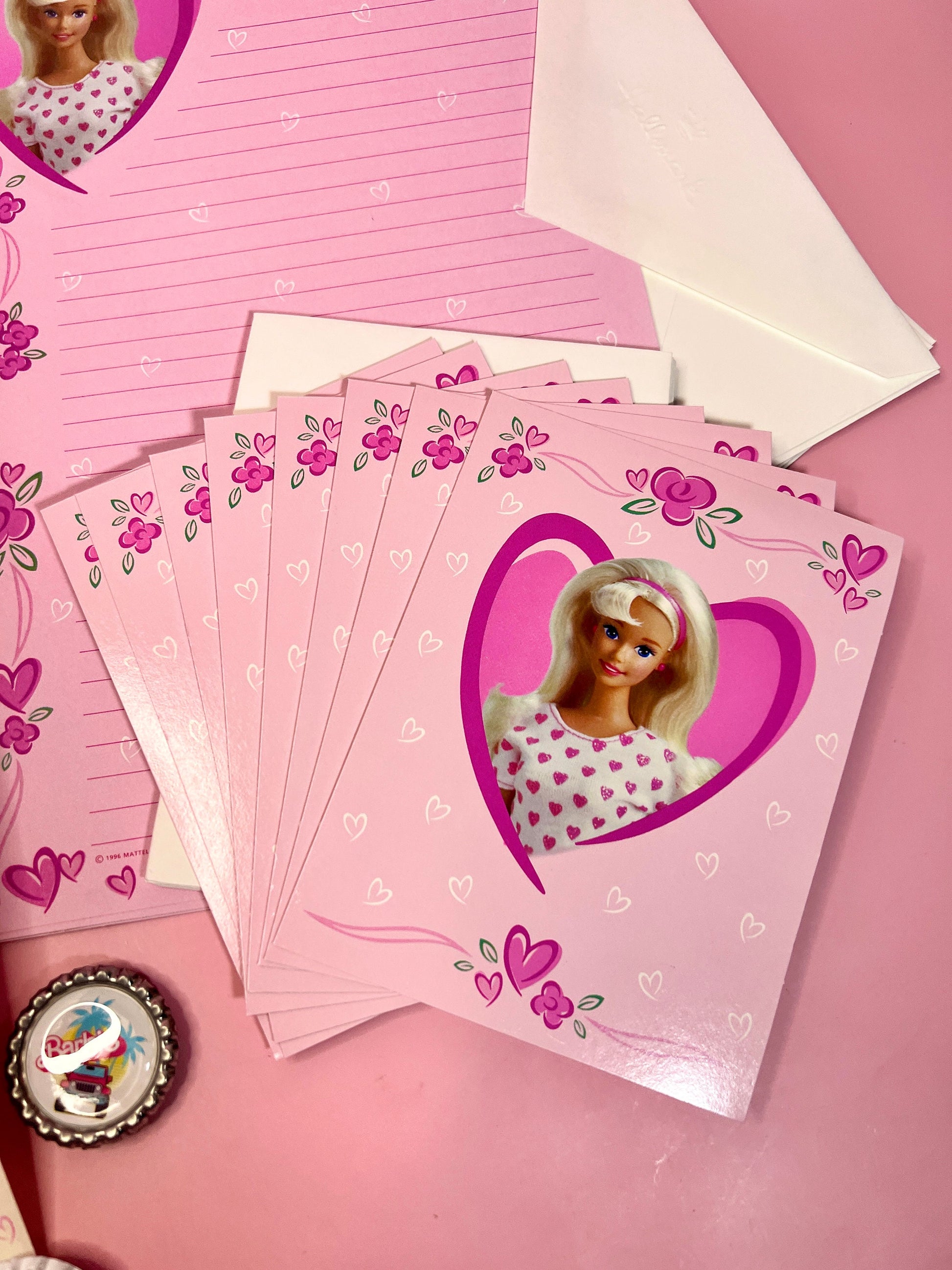 Vintage 1996 Barbie Stationary Set! Notecards, Paper, Stickers and Magnets - Dolly Magic