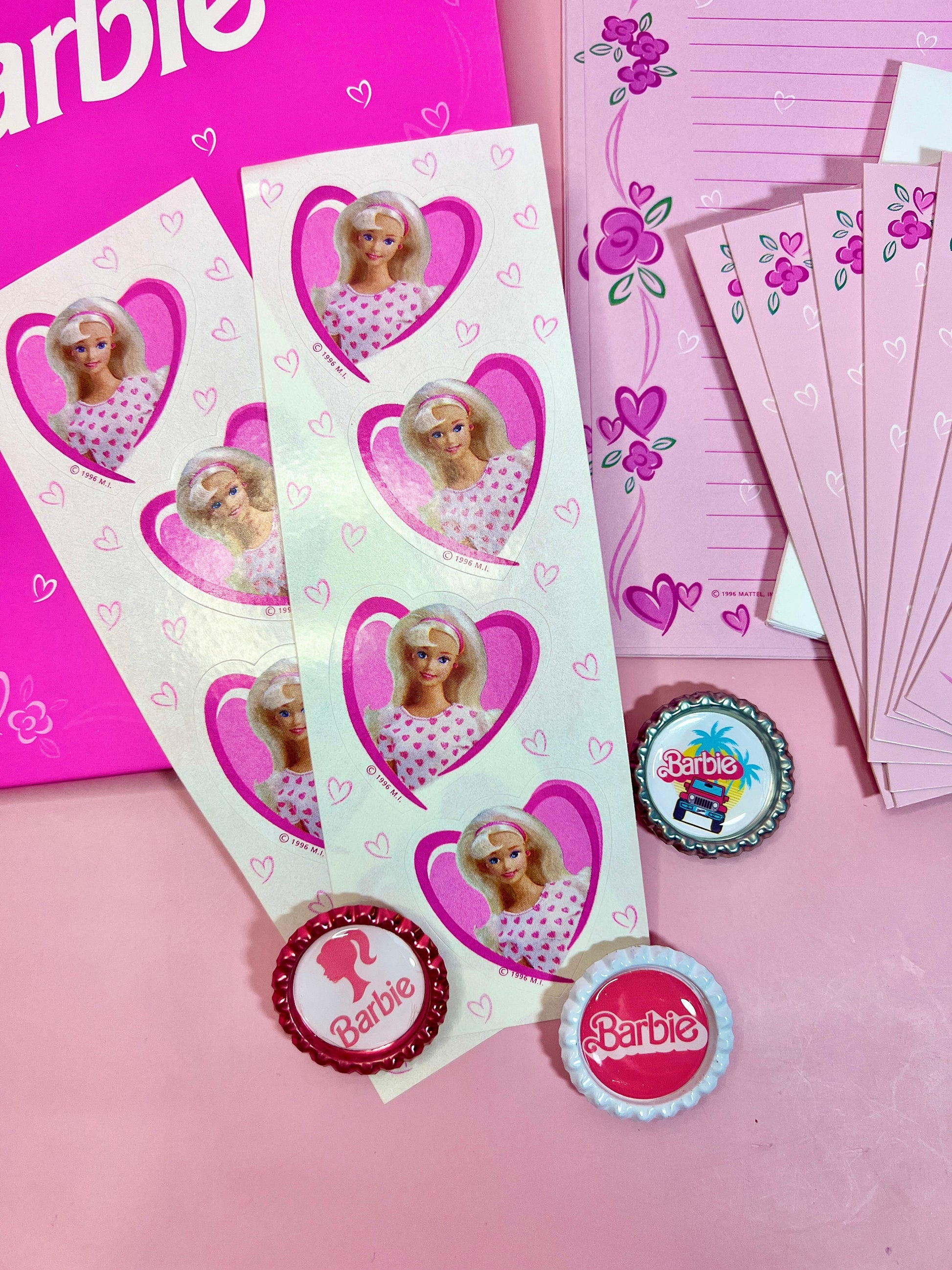Vintage 1996 Barbie Stationary Set! Notecards, Paper, Stickers and Magnets - Dolly Magic