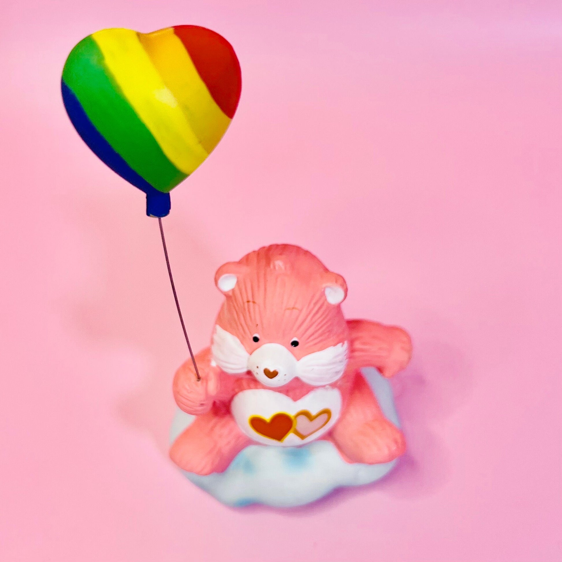 LOVE-a-LOT BEAR (with Heart Balloon)! 1984 Vintage Care Bears Porcelain Figurine. “Bear-y Special” Gift Upgrade Available! - Dolly Magic
