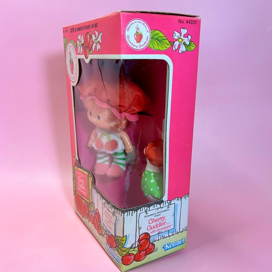 1980s Vintage Cherry Cuddler Doll with pet Gooseberry from Strawberry Shortcake in Original Box! Optional SCENT and Gift Wrap Available! - Dolly Magic