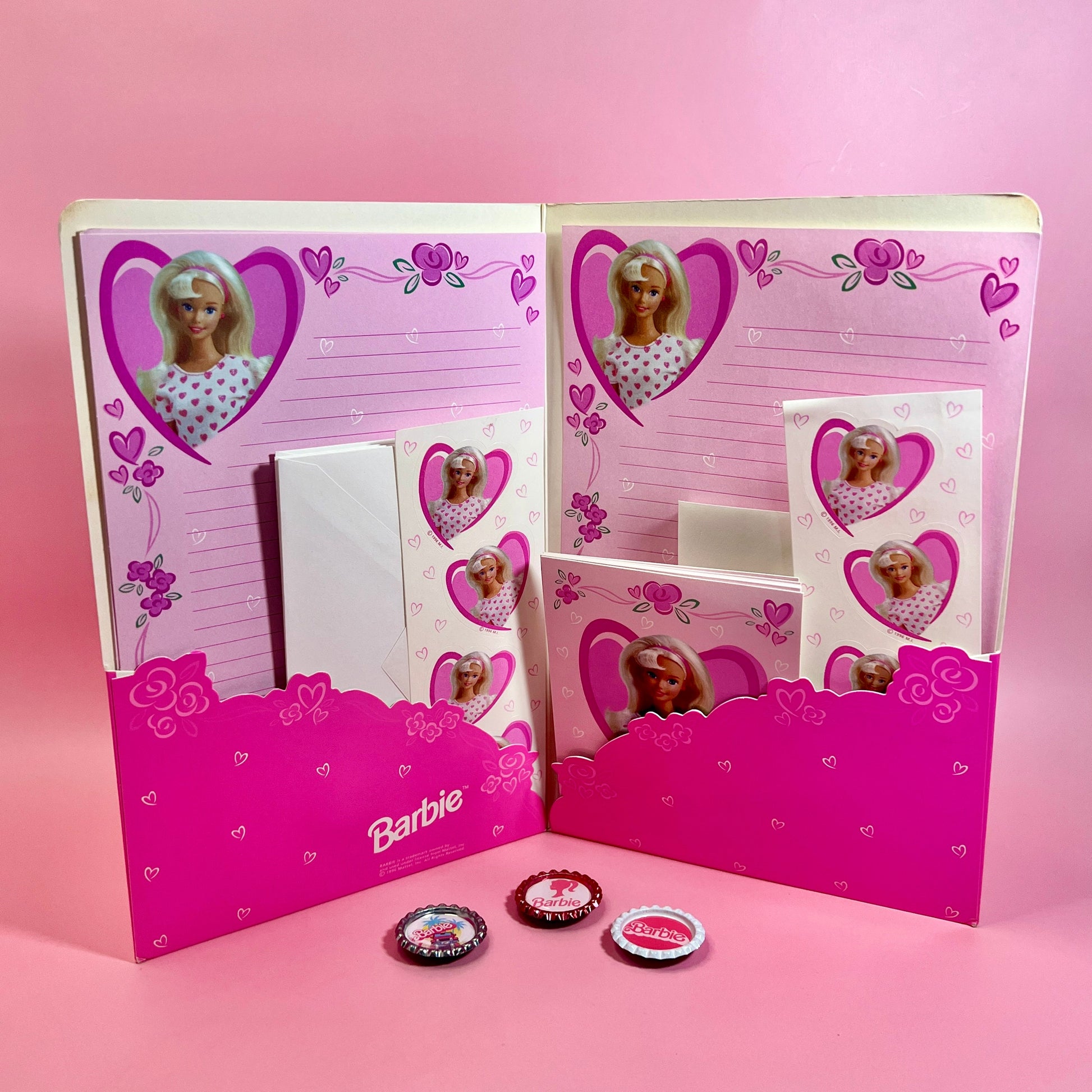 Vintage 1996 Barbie Stationary Set! Notecards, Paper, Stickers and Magnets - Dolly Magic