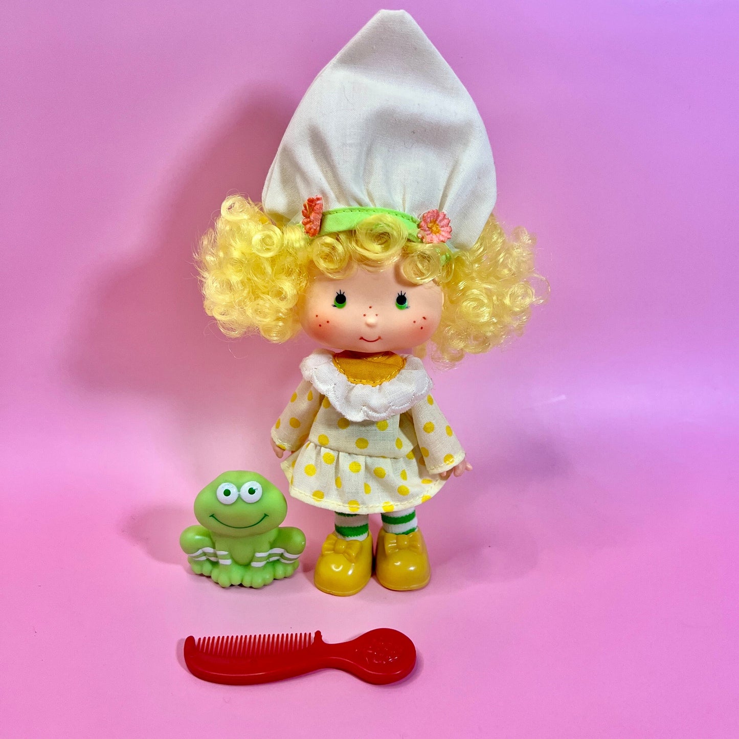 Vintage Lemon Meringue Strawberry Shortcake Doll with pet Frappe Frog! Optional SCENT sand Gift Wrap! - Dolly Magic