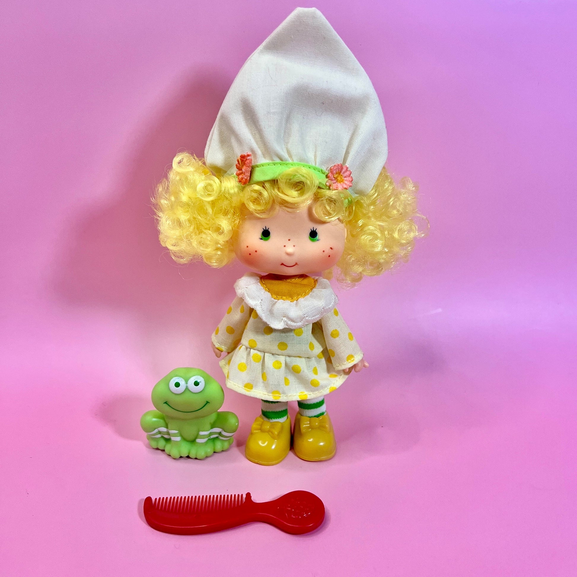Vintage Lemon Meringue Strawberry Shortcake Doll with pet Frappe Frog! Optional SCENT sand Gift Wrap! - Dolly Magic