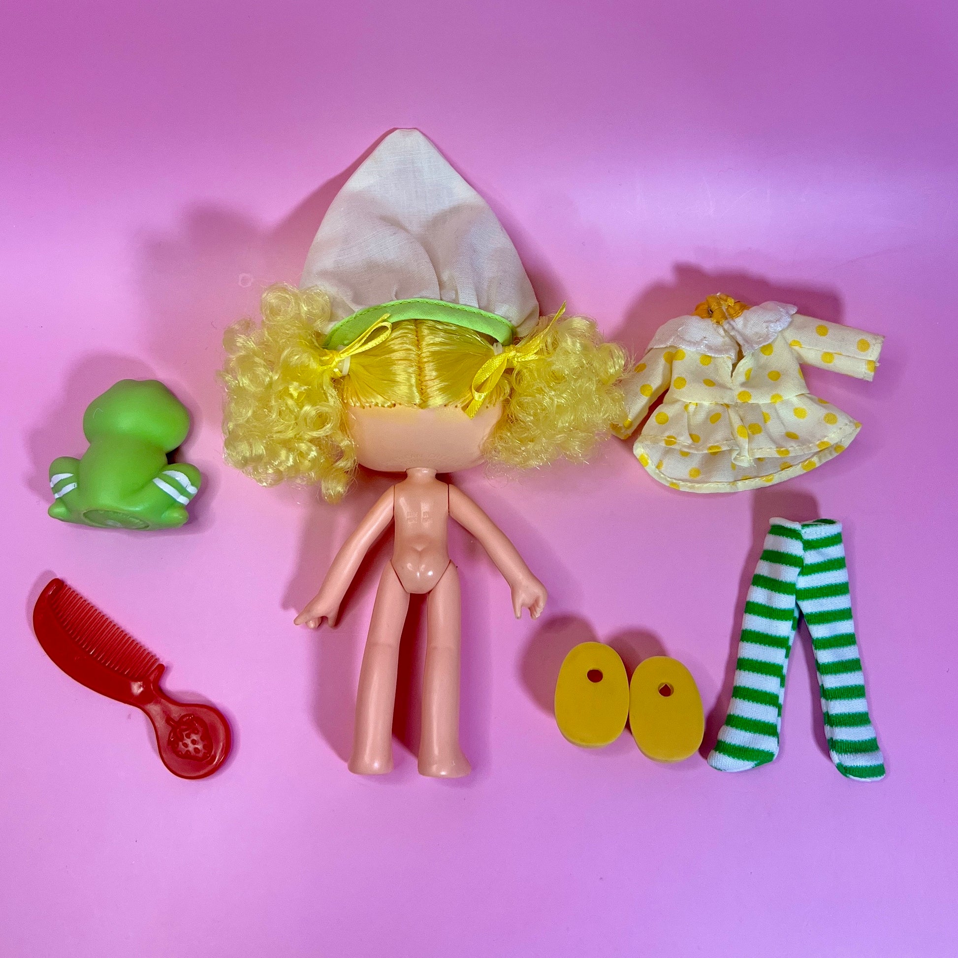 Vintage Lemon Meringue Strawberry Shortcake Doll with pet Frappe Frog! Optional SCENT sand Gift Wrap! - Dolly Magic