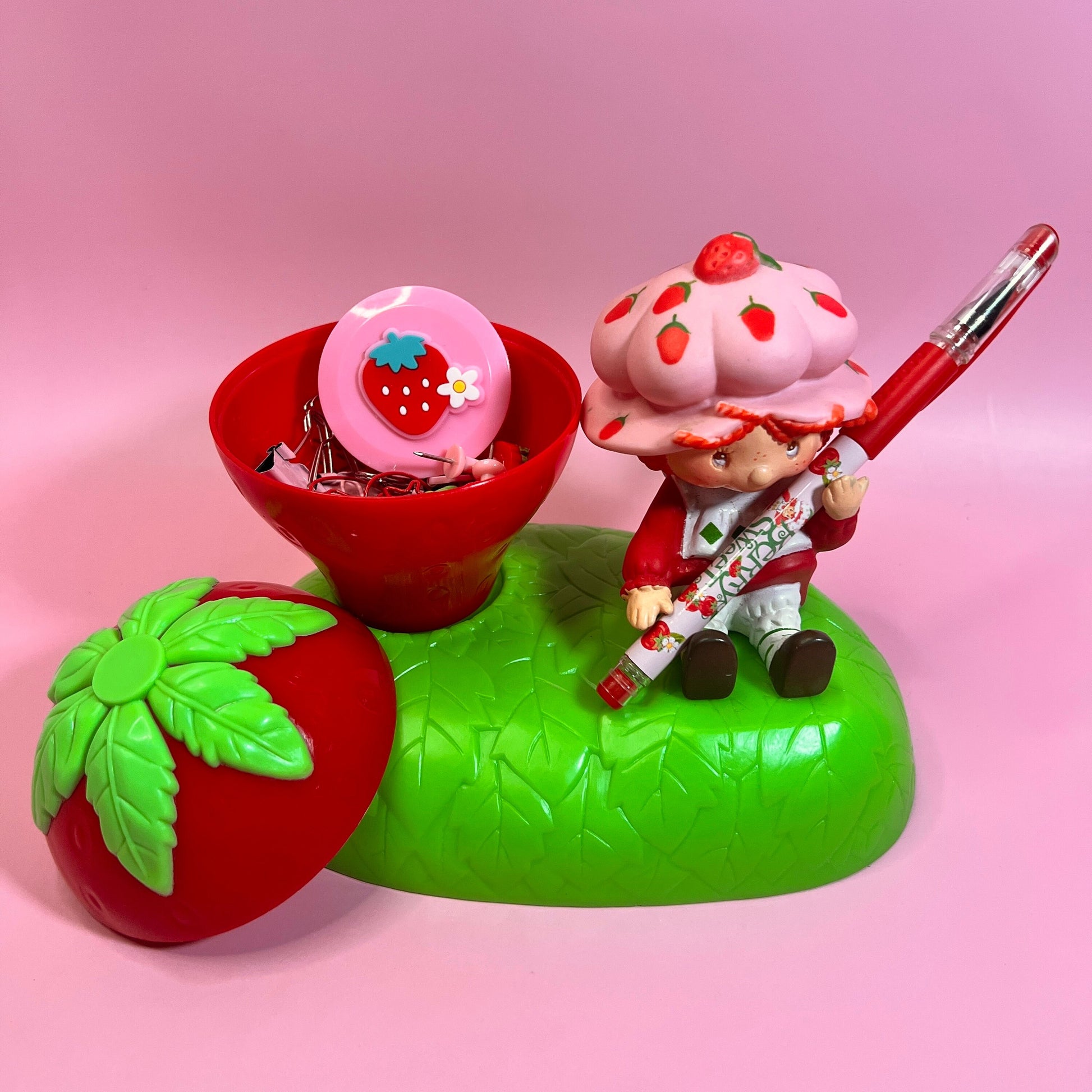 Vintage 1981 Strawberry Shortcake Desktop Office Set (or original purpose as Toothbrush Holder with Cup!) - Dolly Magic