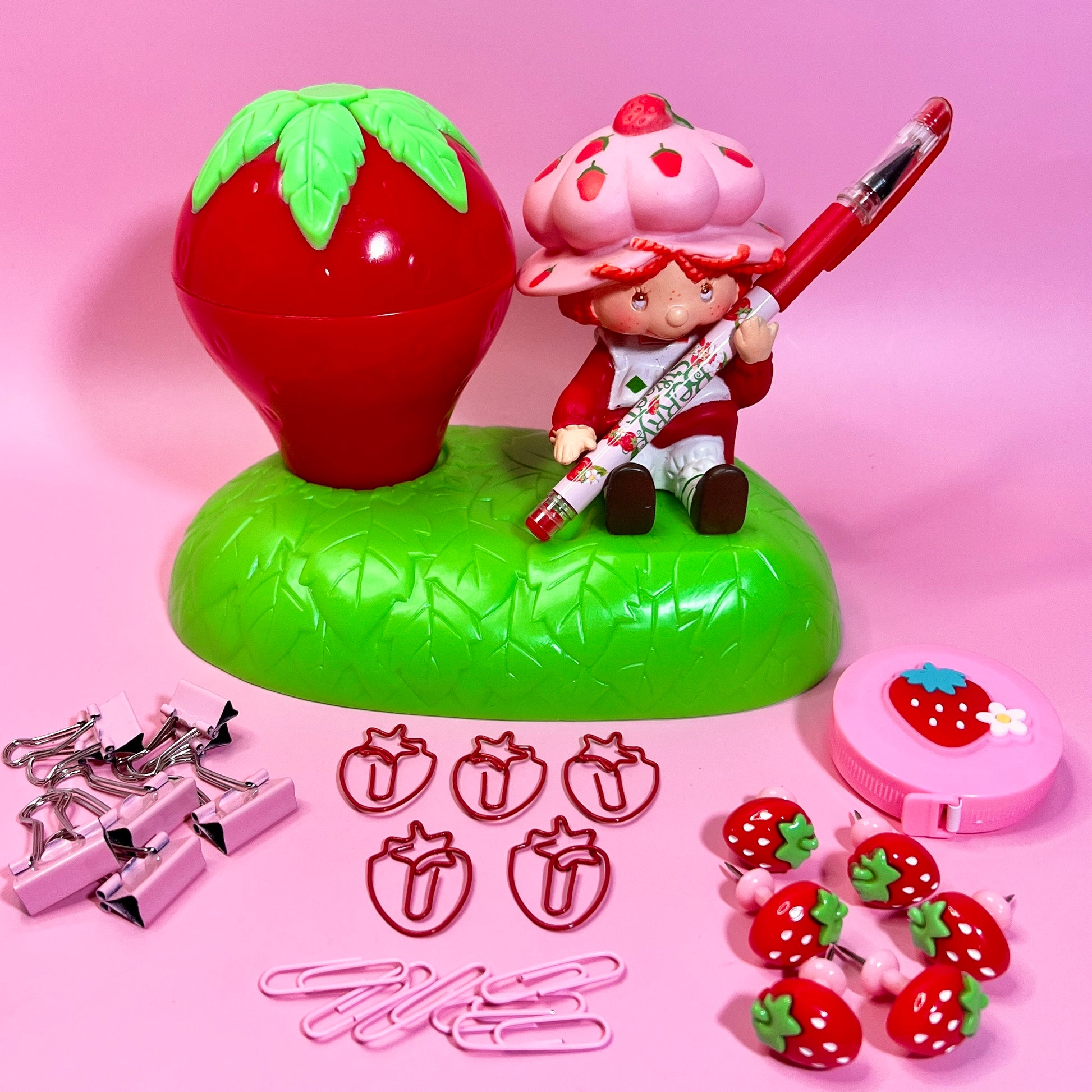 Vintage 1981 Strawberry Shortcake Desktop Office Set (or original purpose as Toothbrush Holder with Cup!) - Dolly Magic