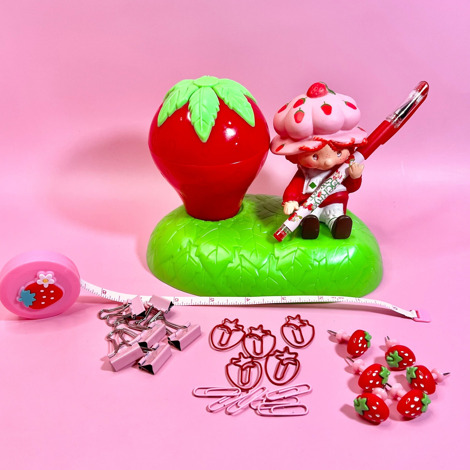 Vintage 1981 Strawberry Shortcake Desktop Office Set (or original purpose as Toothbrush Holder with Cup!) - Dolly Magic