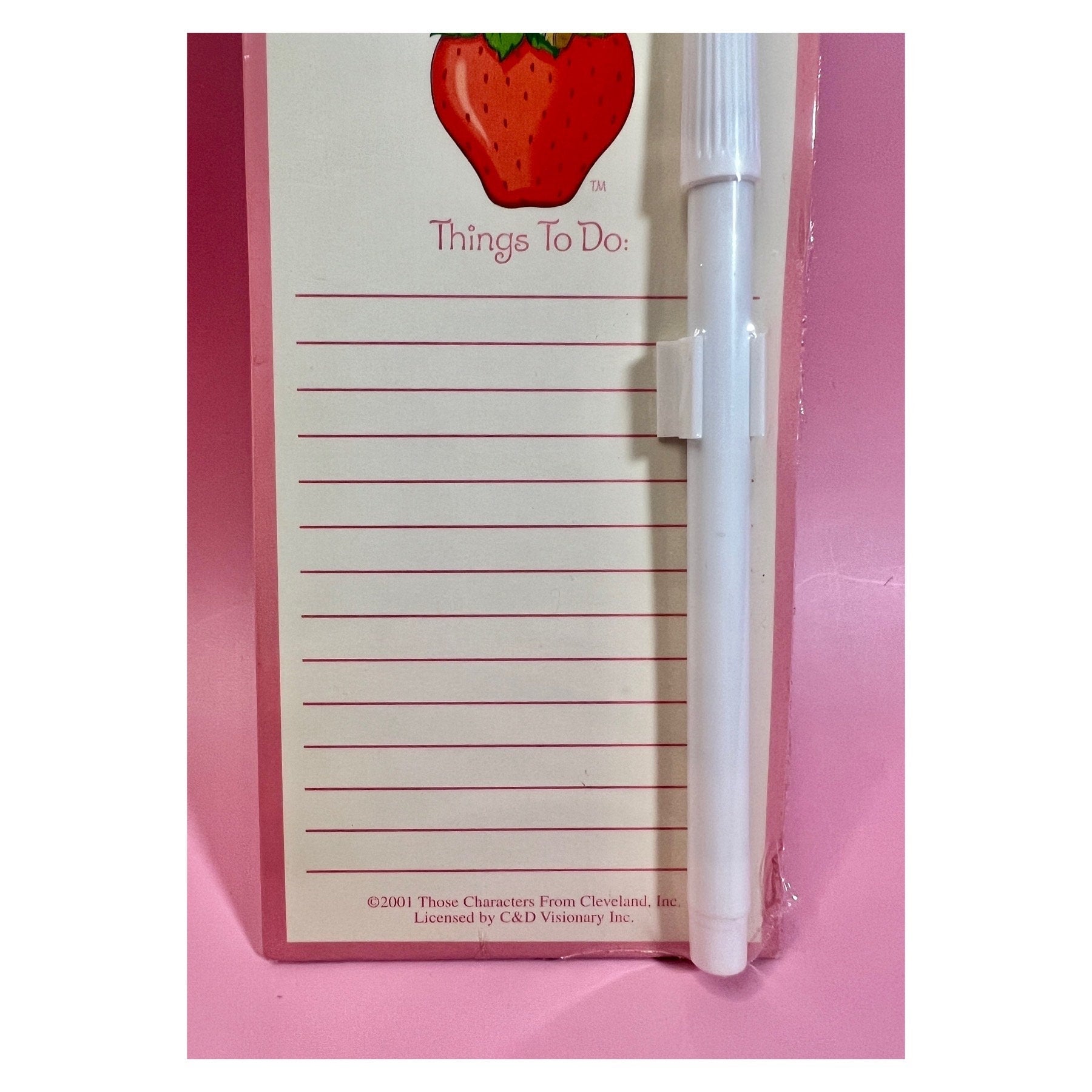 Vintage 2001 TCFC Strawberry Shortcake Dry Erase Memo Pad - Dolly Magic