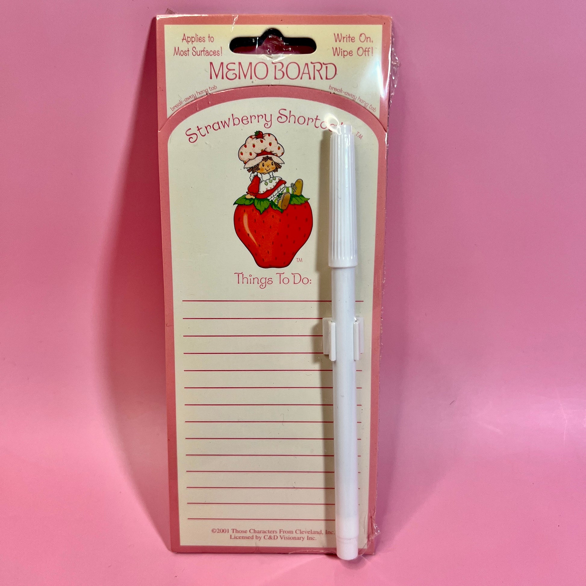 Vintage 2001 TCFC Strawberry Shortcake Dry Erase Memo Pad - Dolly Magic