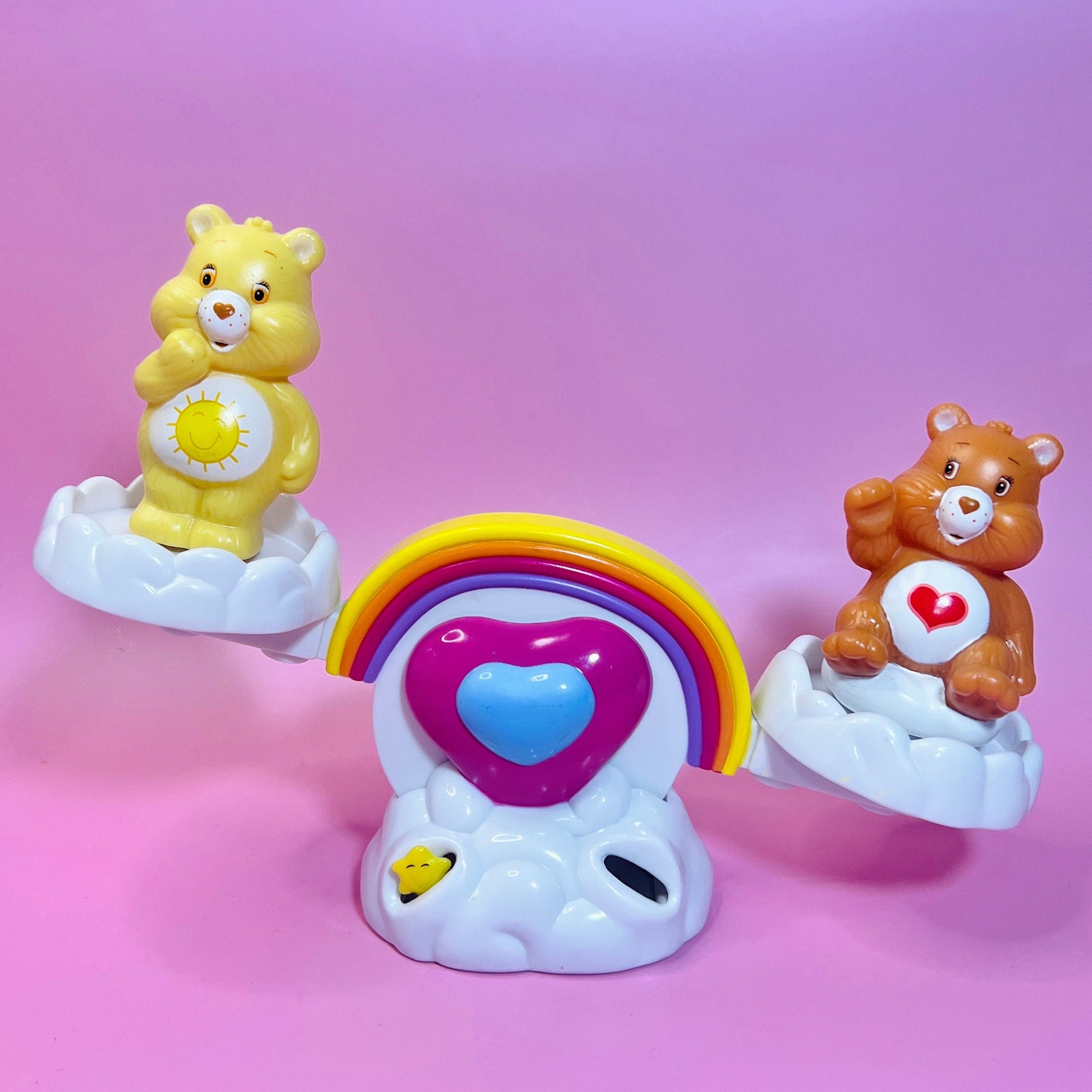 Vintage TCFC 2003 Care Bears "Care a Lot" Playground Set: Teeter-Totter, Rocking Horse, and Merry-go-Round with 3 Care Bears! - Dolly Magic