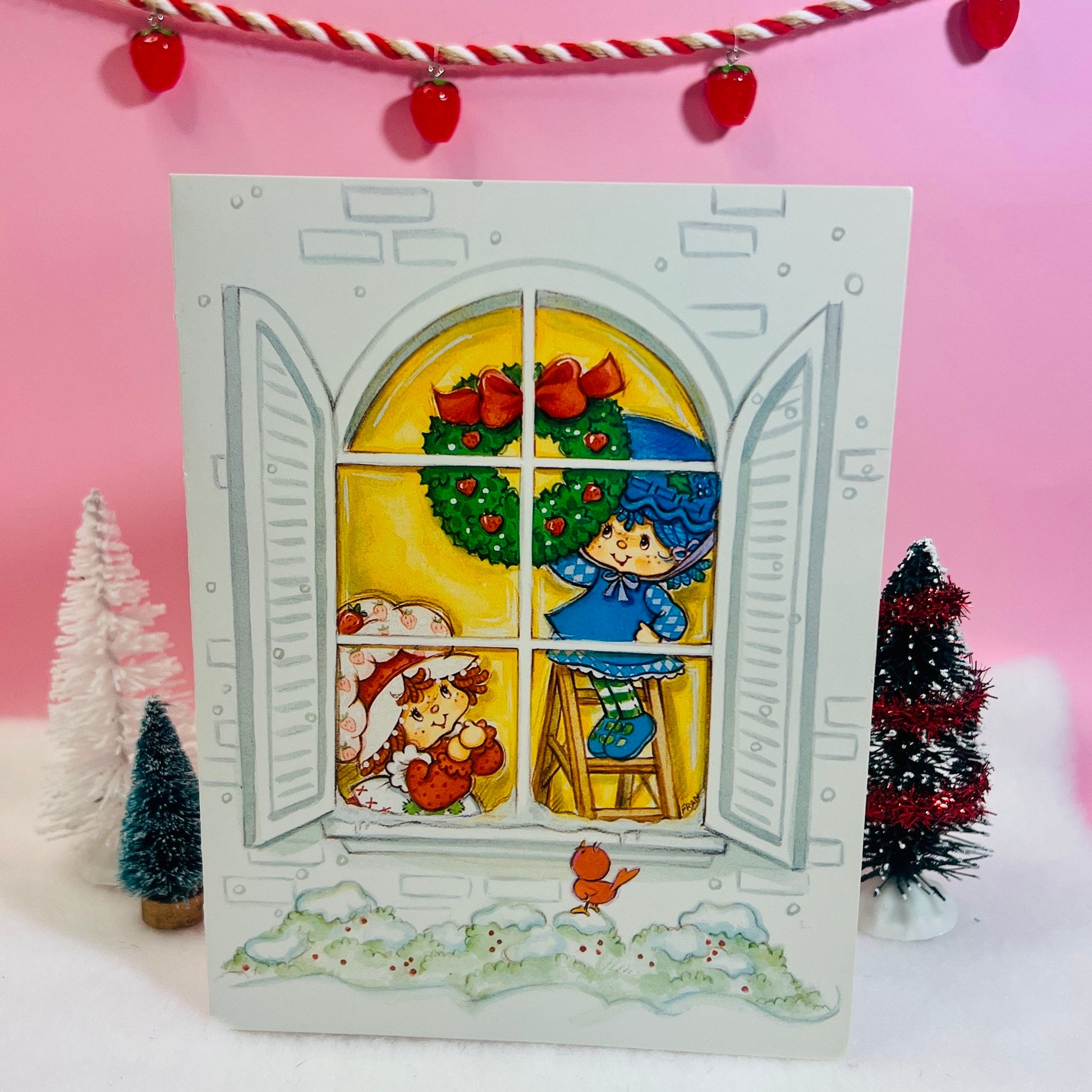 Vintage 1983 Strawberry Shortcake Christmas Greeting Card - Dolly Magic