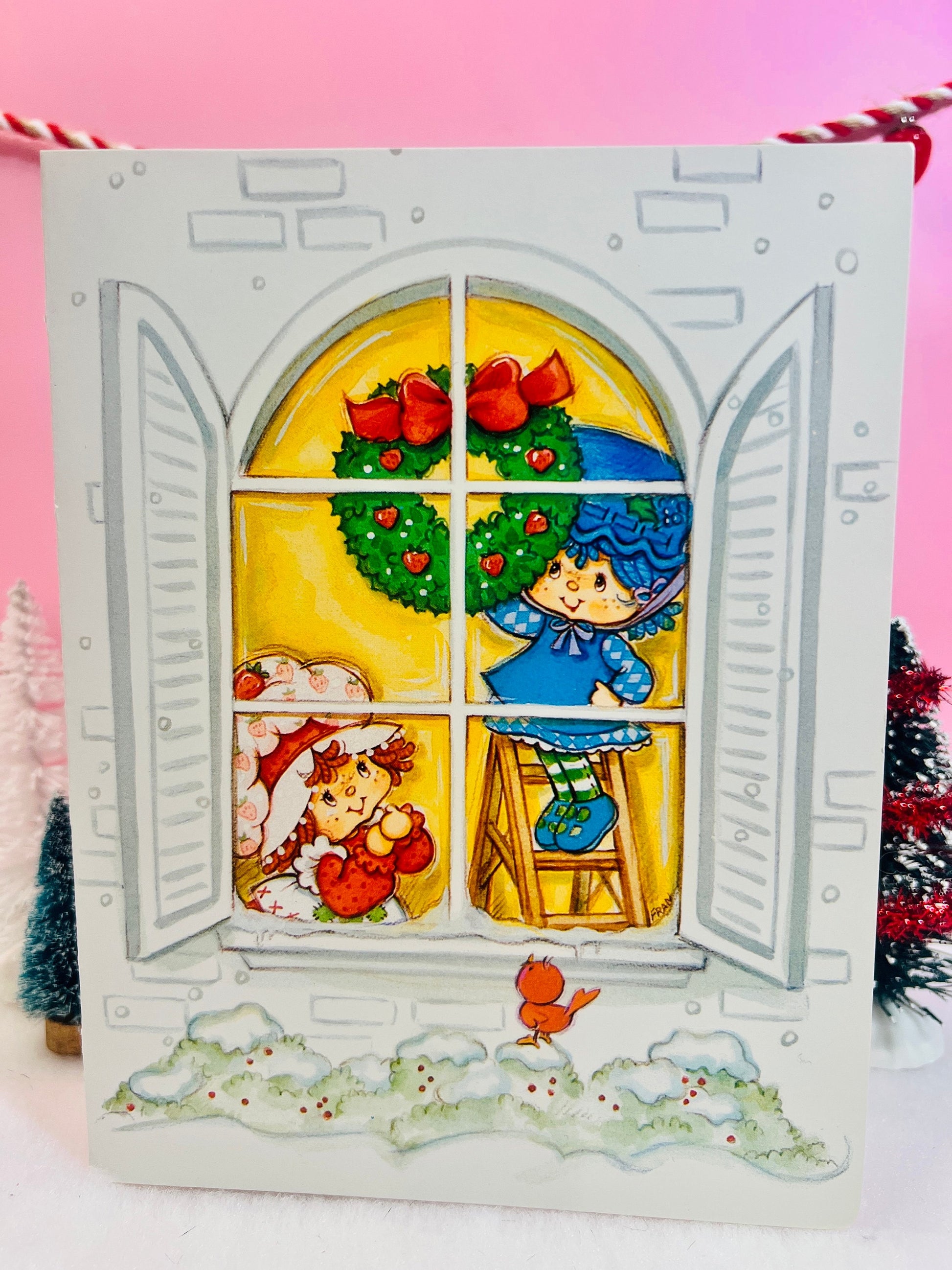 Vintage 1983 Strawberry Shortcake Christmas Greeting Card - Dolly Magic