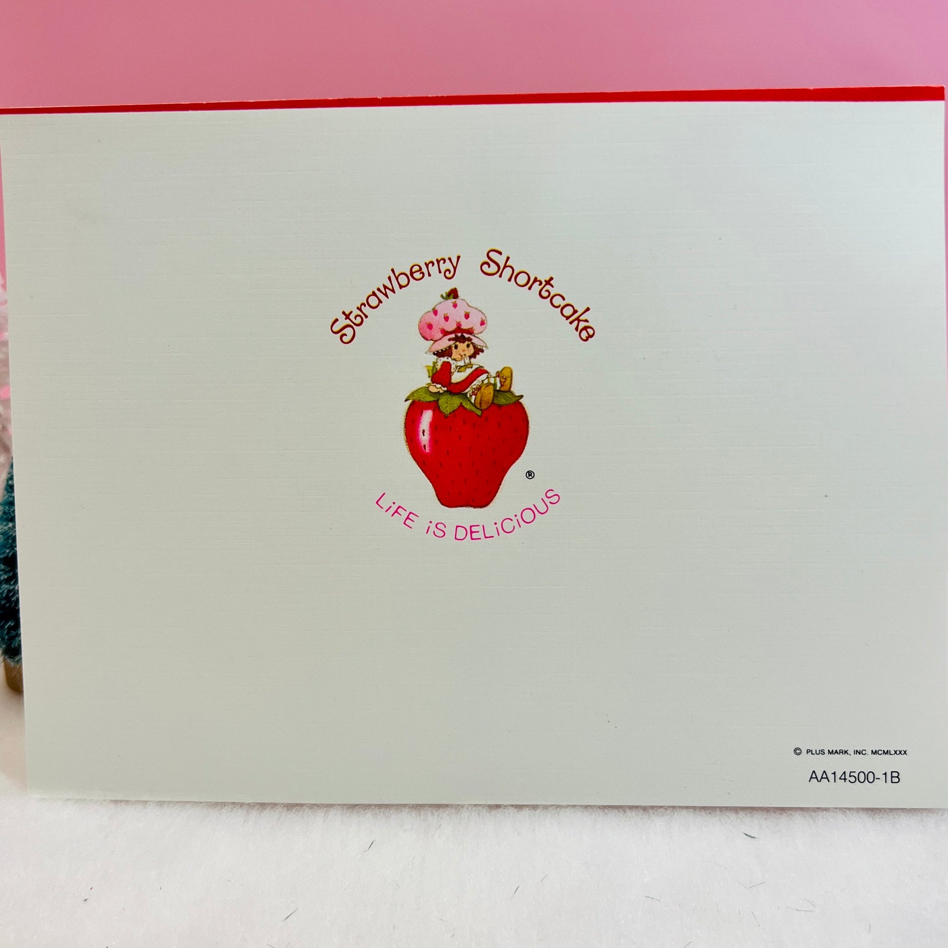 Vintage 1983 Strawberry Shortcake Christmas Greeting Card: Strawberry By The Fireplace - Dolly Magic