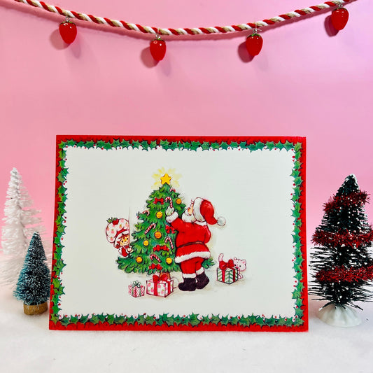Vintage 1980 Strawberry Shortcake Christmas Greeting Card: Santa Visits Strawberry Shortcake - Dolly Magic