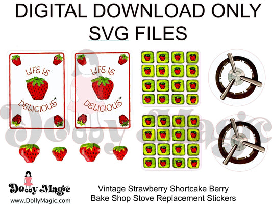 DIGITAL Download Only (SVG file) Vintage Strawberry Shortcake Replacement Stickers: Berry Bake Shop Stove - Dolly Magic