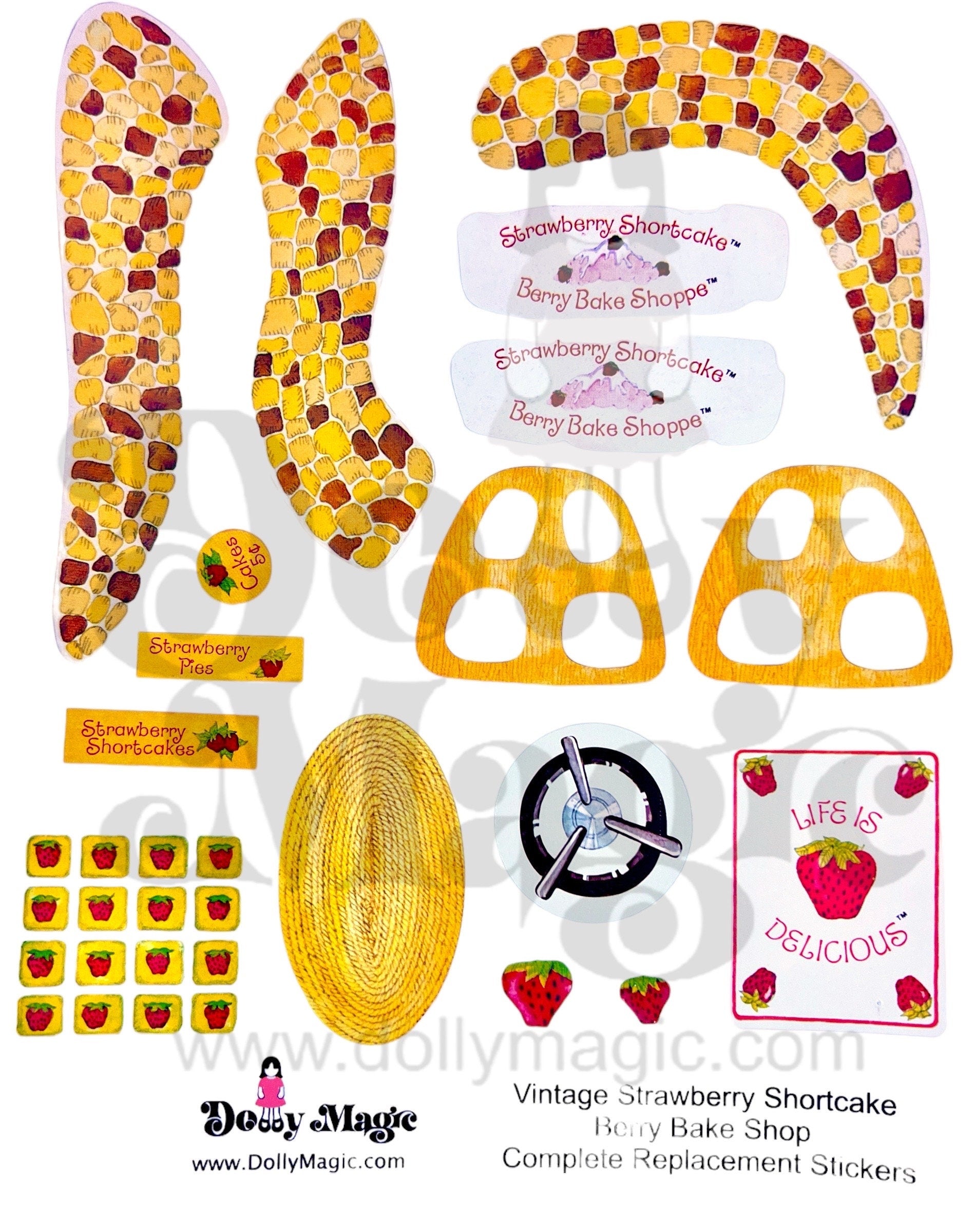 DIGITAL Download Only (SVG file) Vintage Strawberry Shortcake Replacement Stickers: COMPLETE Berry Bake Shop - Dolly Magic