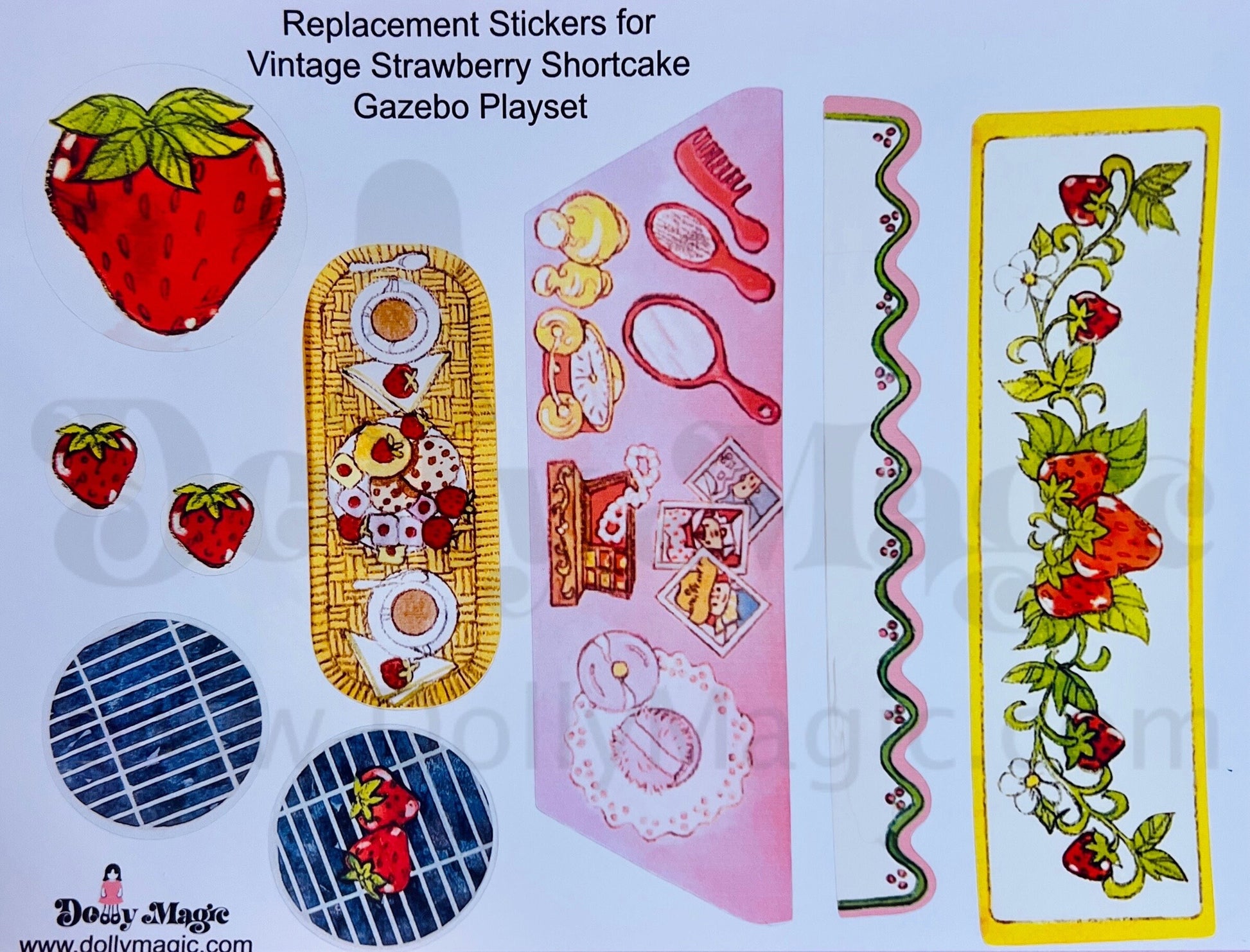 DIGITAL Download Only (SVG file) Vintage Strawberry Shortcake Replacement Stickers: COMPLETE Gazebo Play Set - Dolly Magic