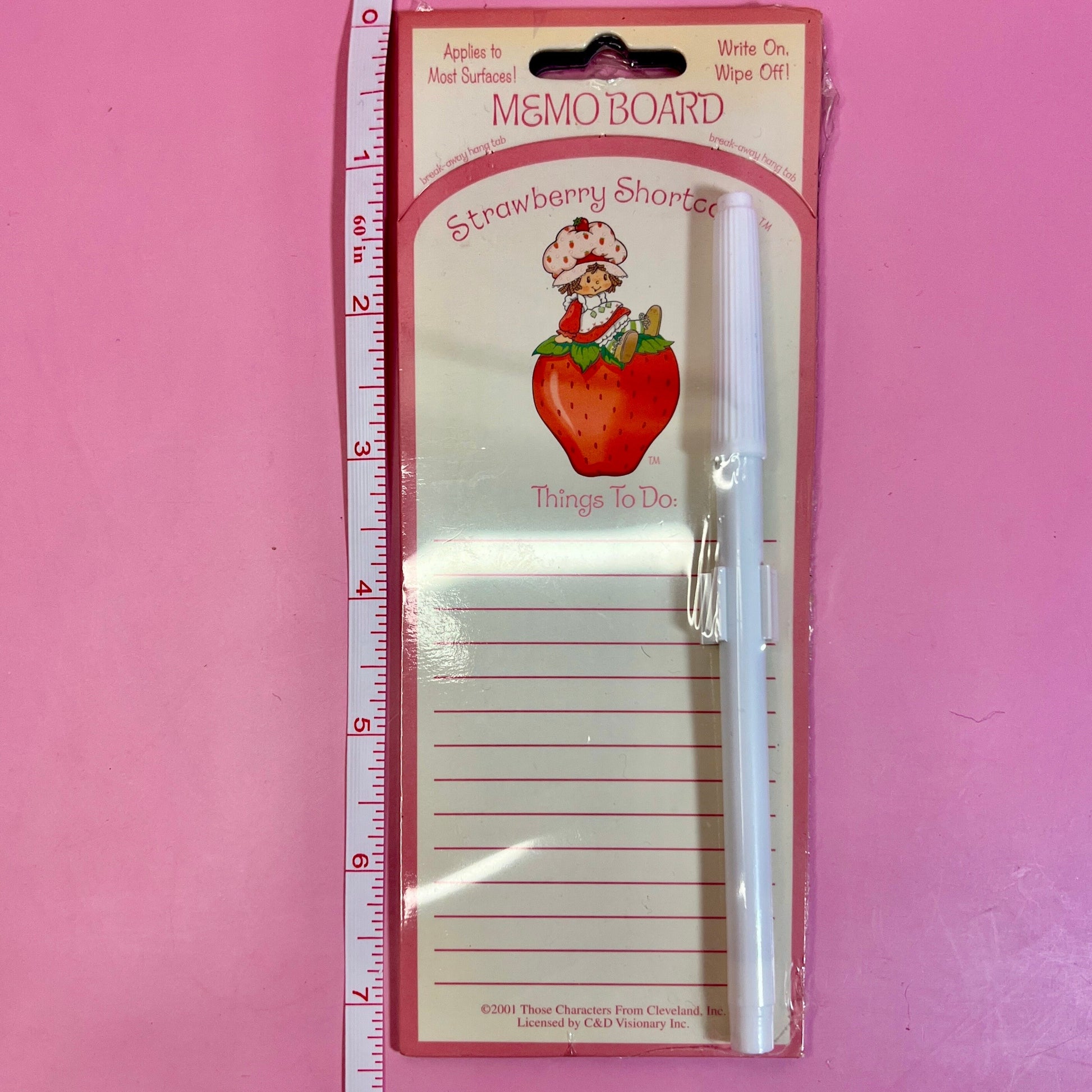 Vintage 2001 TCFC Strawberry Shortcake Dry Erase Memo Pad - Dolly Magic