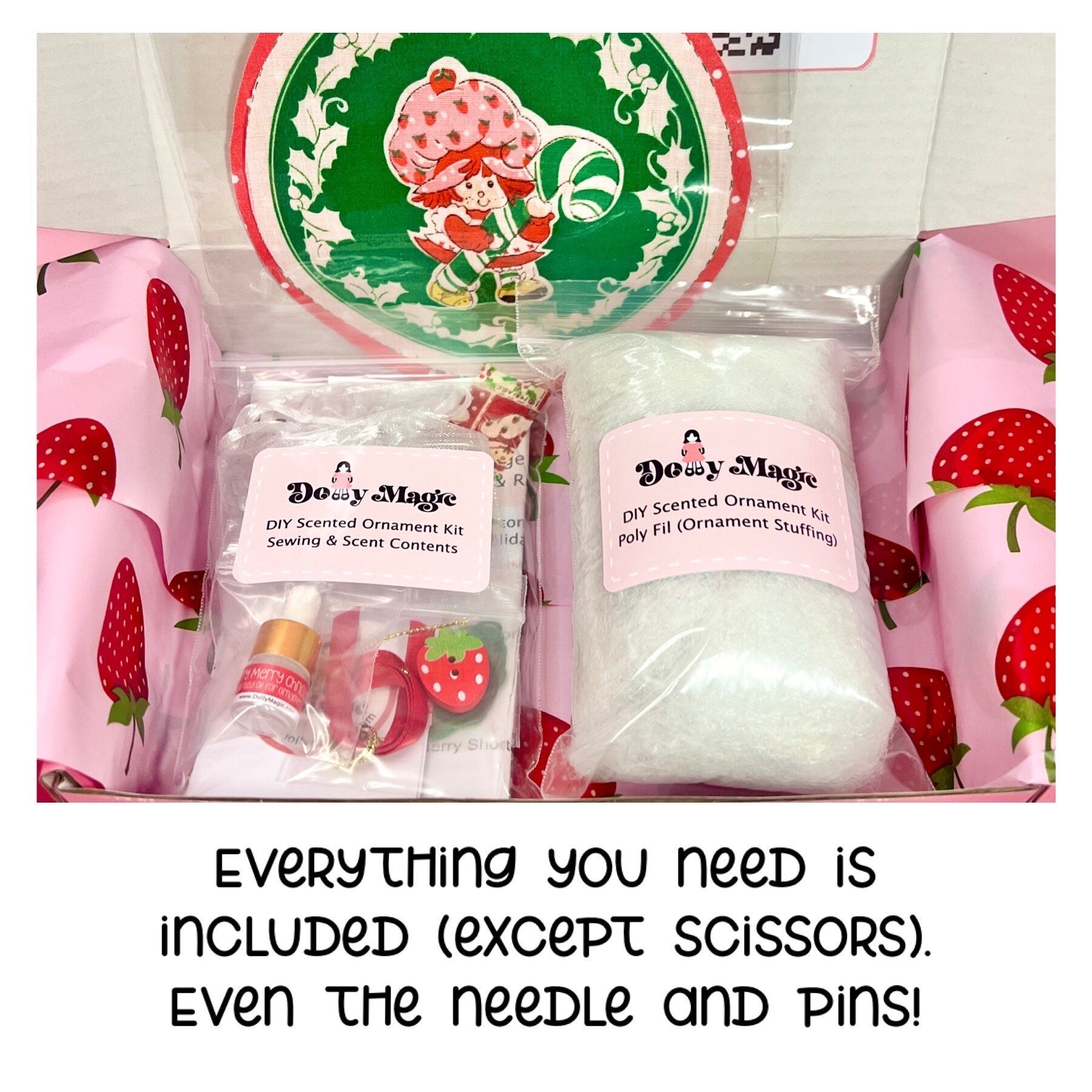Strawberry Shortcake DIY SCENTED Ornament Kit: Vintage 1980 Fabric Ornament Complete Kit - Dolly Magic
