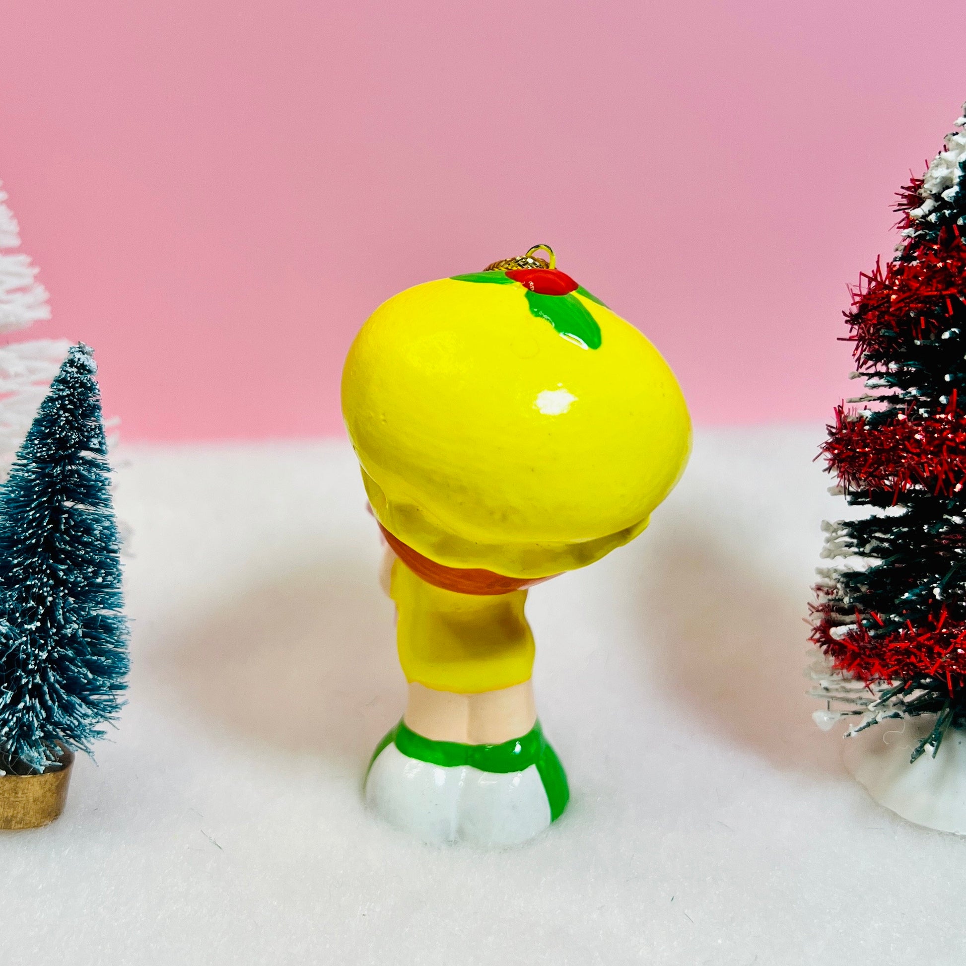 1982 Vintage Strawberry Shortcake Ceramic Christmas Ornament: Apple Dumpling & Custard the Cat - Dolly Magic
