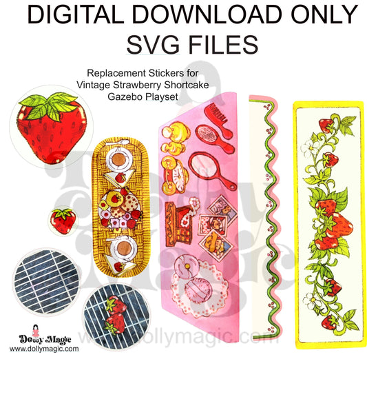DIGITAL Download Only (SVG file) Vintage Strawberry Shortcake Replacement Stickers: COMPLETE Gazebo Play Set - Dolly Magic