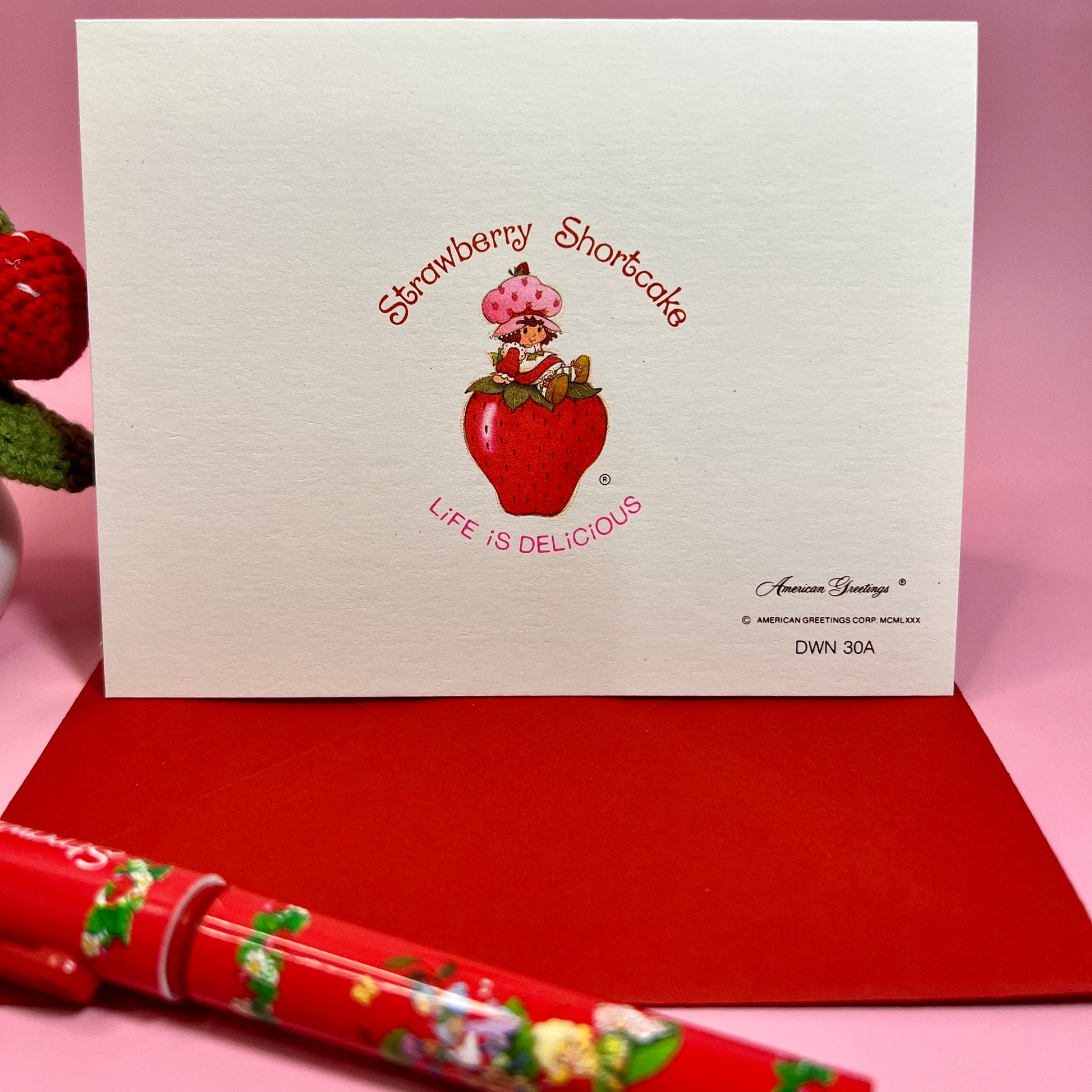Vintage 1983 Strawberry Shortcake “Hi!” Note Card (blank inside) with Stickers and Envelope! - Dolly Magic