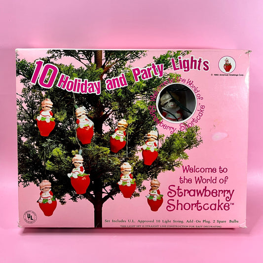 Vintage 1980s Strawberry Shortcake Christmas String Lights - Dolly Magic