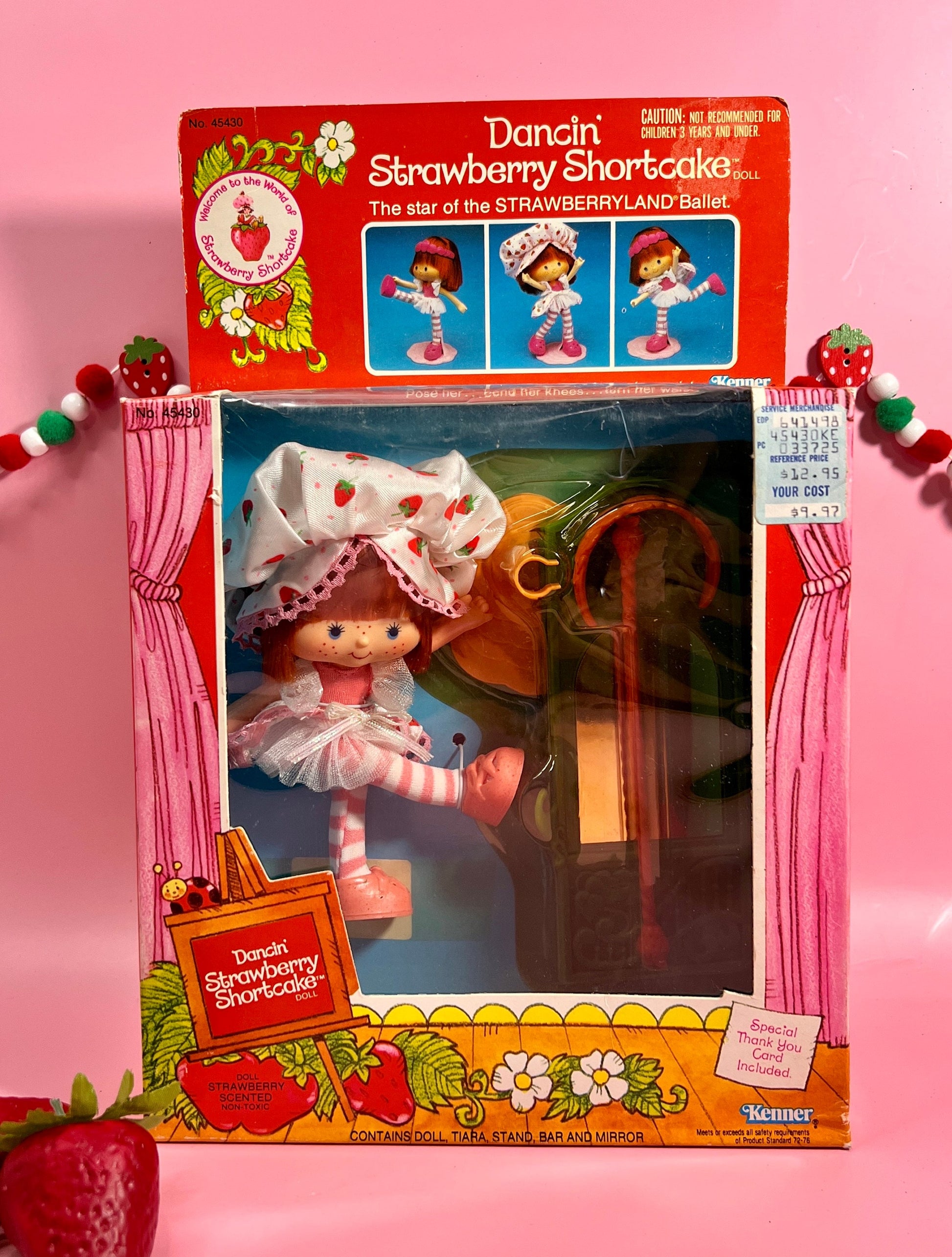 SEALED in Box 1983 Dancin' Strawberry Shortcake Complete with all Accessories - Dolly Magic