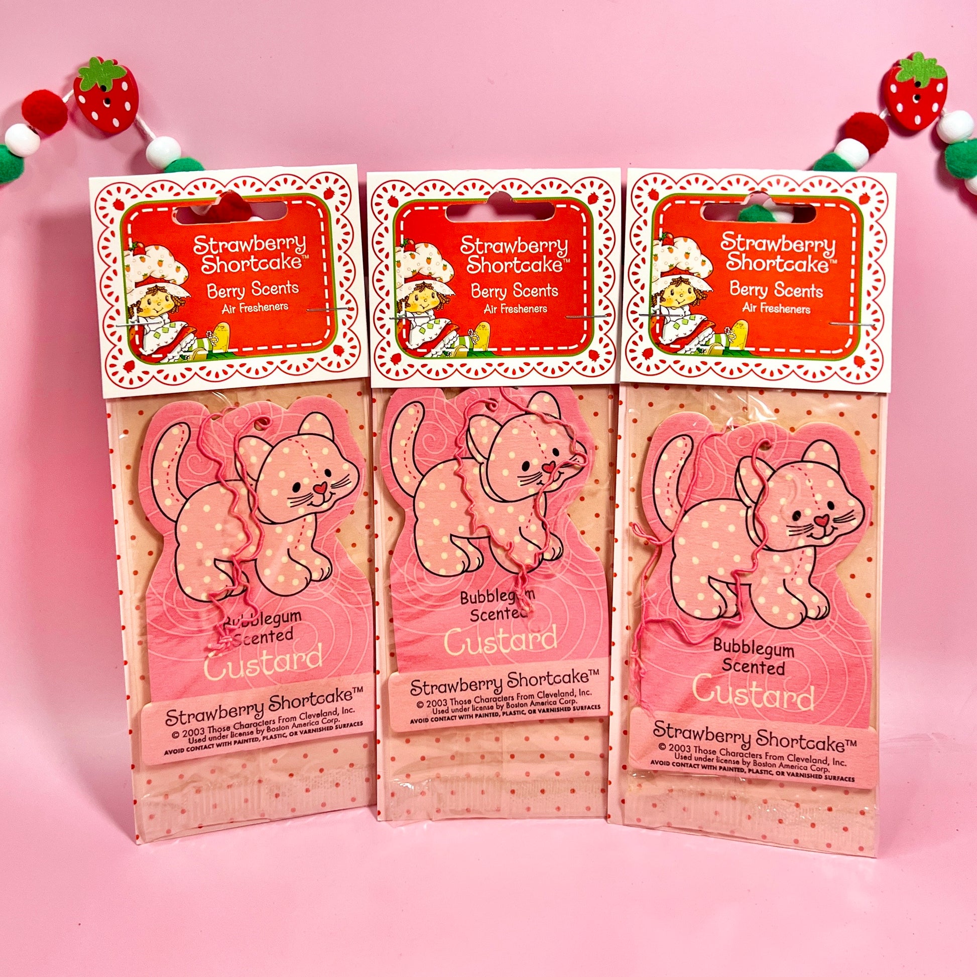 One (1) Vintage 2003 Strawberry Shortcake Air Freshener: Custard the Cat (Bubblegum Scented) - Dolly Magic