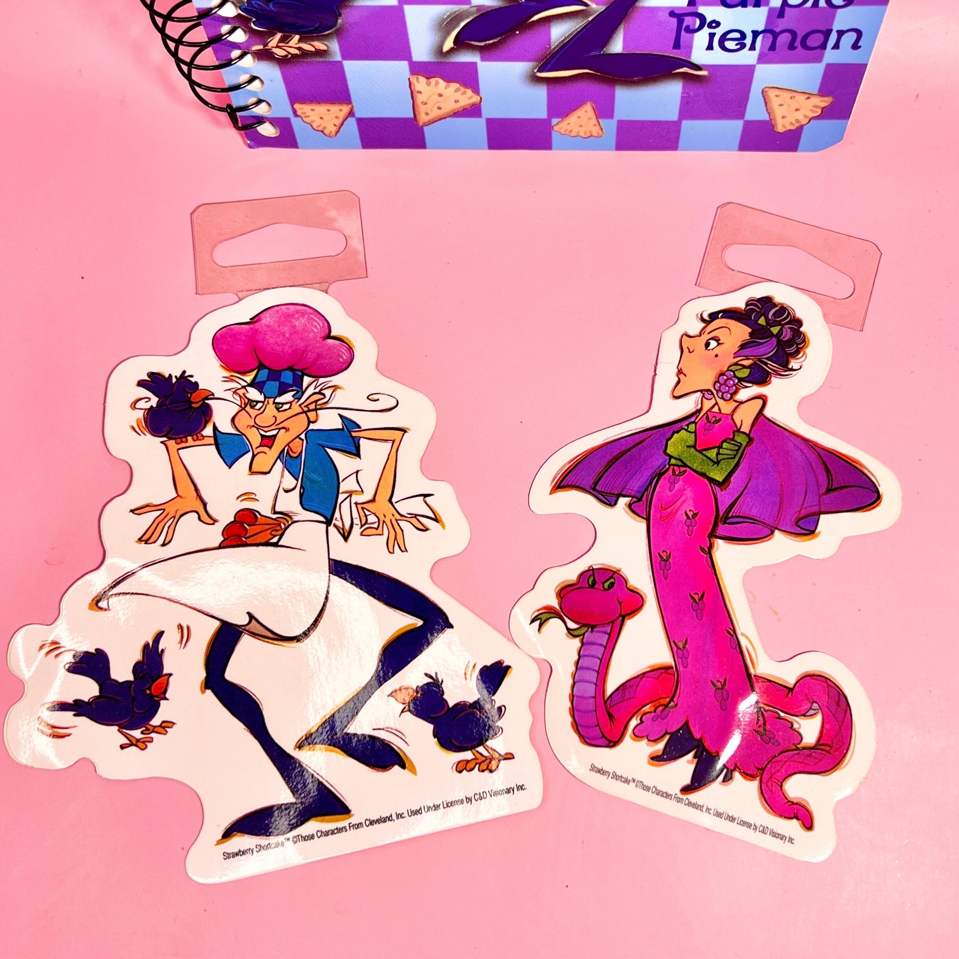 Vintage 2002 Strawberry Shortcake Purple Pieman & Sour Grapes Notebook and Sticker Set - Dolly Magic