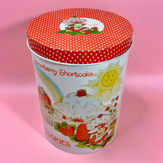 Vintage 1980 Strawberry Shortcake Metal Cookie Tin - Dolly Magic