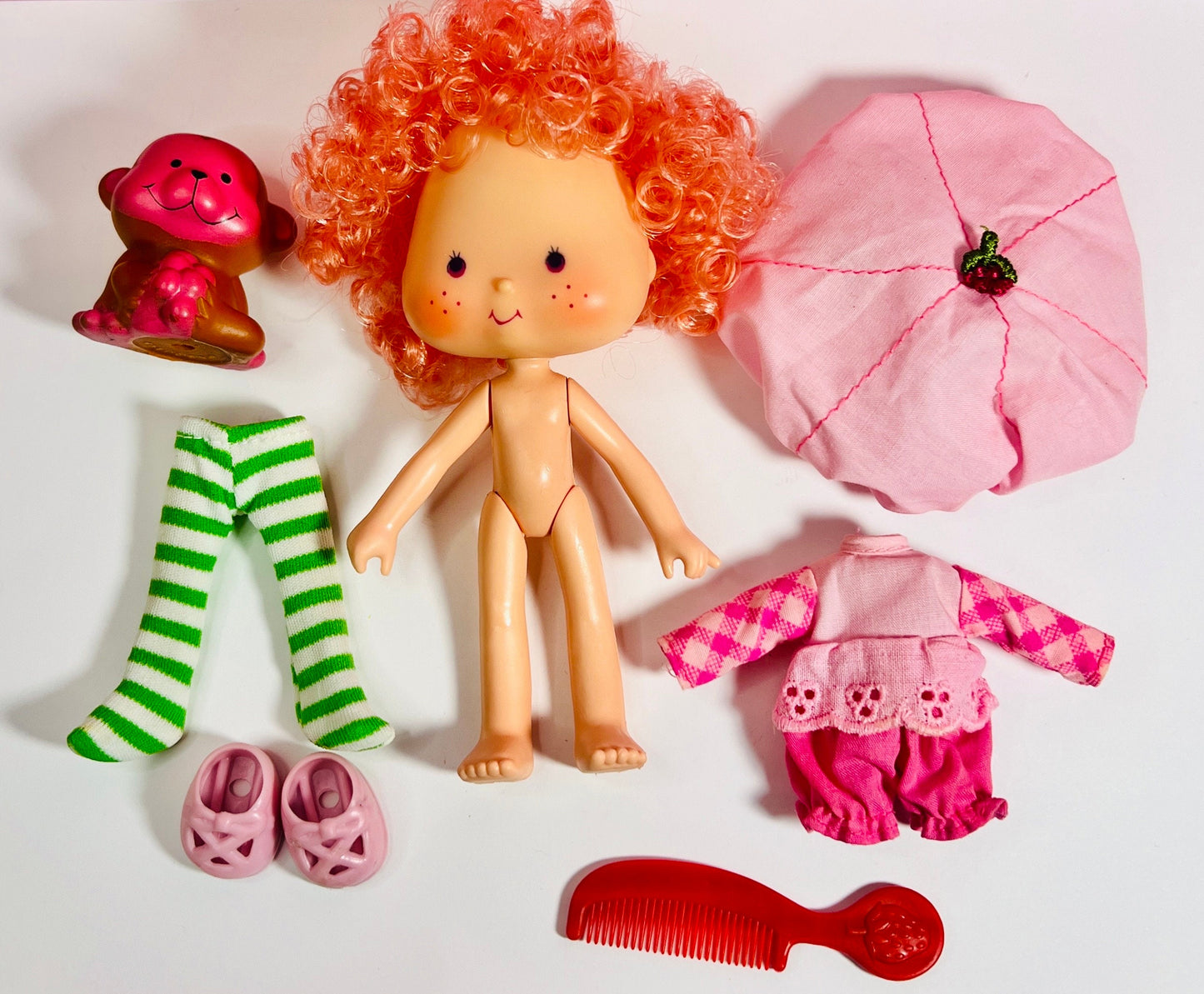 1980s Vintage Raspberry Tart Doll with Pet Rhubarb from Strawberry Shortcake! Optional Scent and Gift Wrap! - Dolly Magic