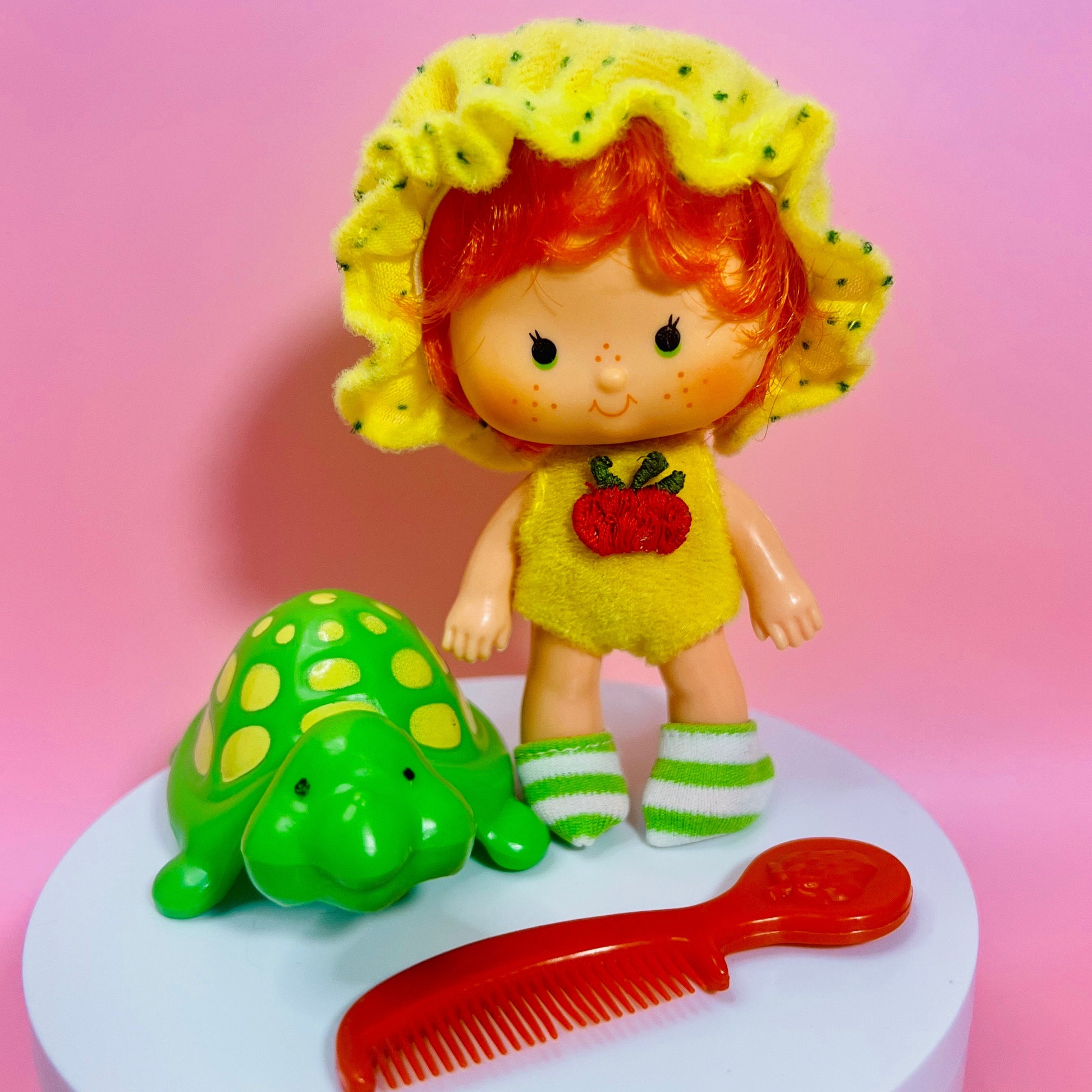 Vintage Apple Dumpling Strawberry Shortcake Doll with Pet Teatime Turtle, Plus Berry Good Nite Set! Optional SCENT and Gift Wrap! - Dolly Magic