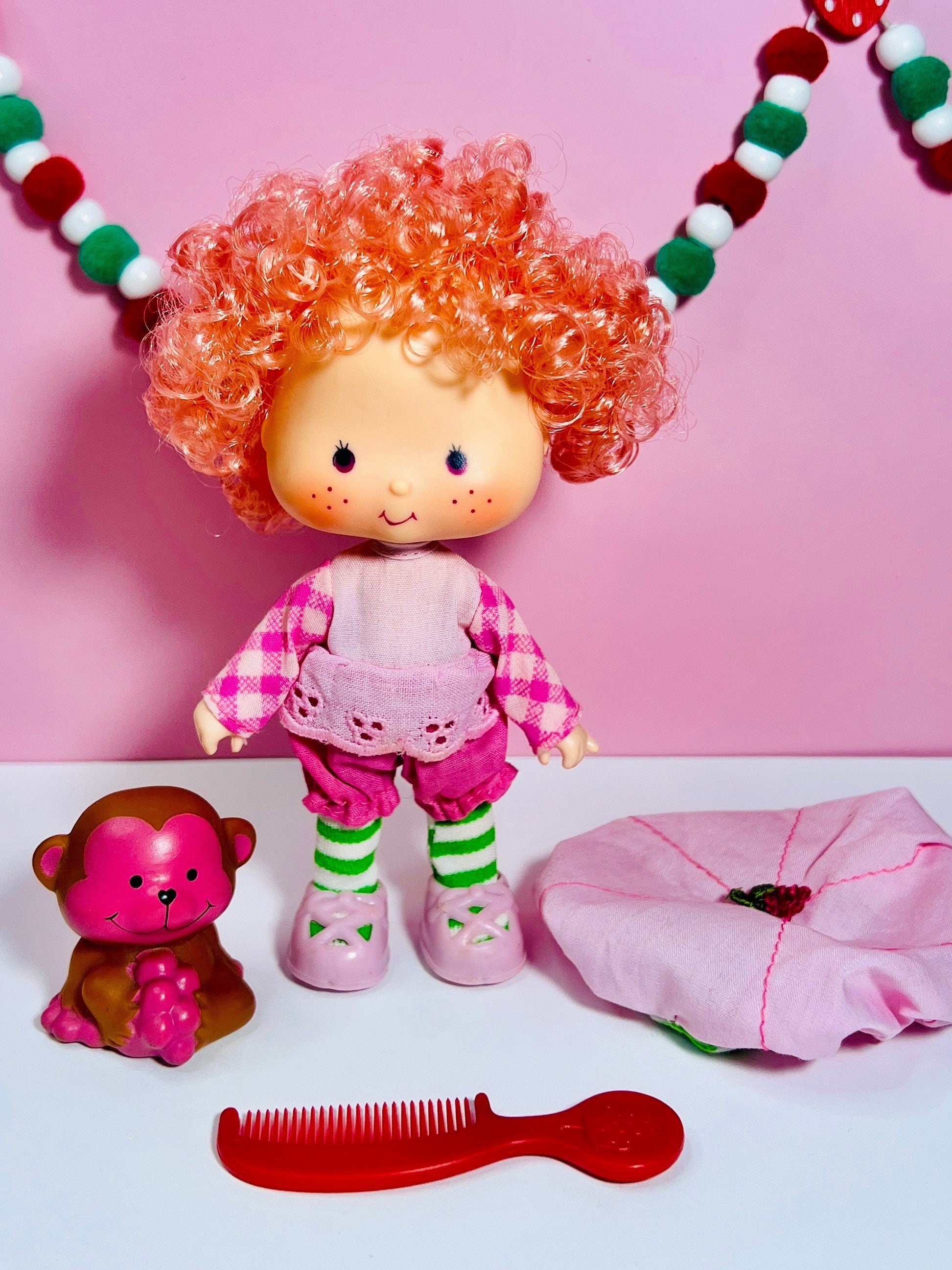 1980s Vintage Raspberry Tart Doll with Pet Rhubarb from Strawberry Shortcake! Optional Scent and Gift Wrap! - Dolly Magic