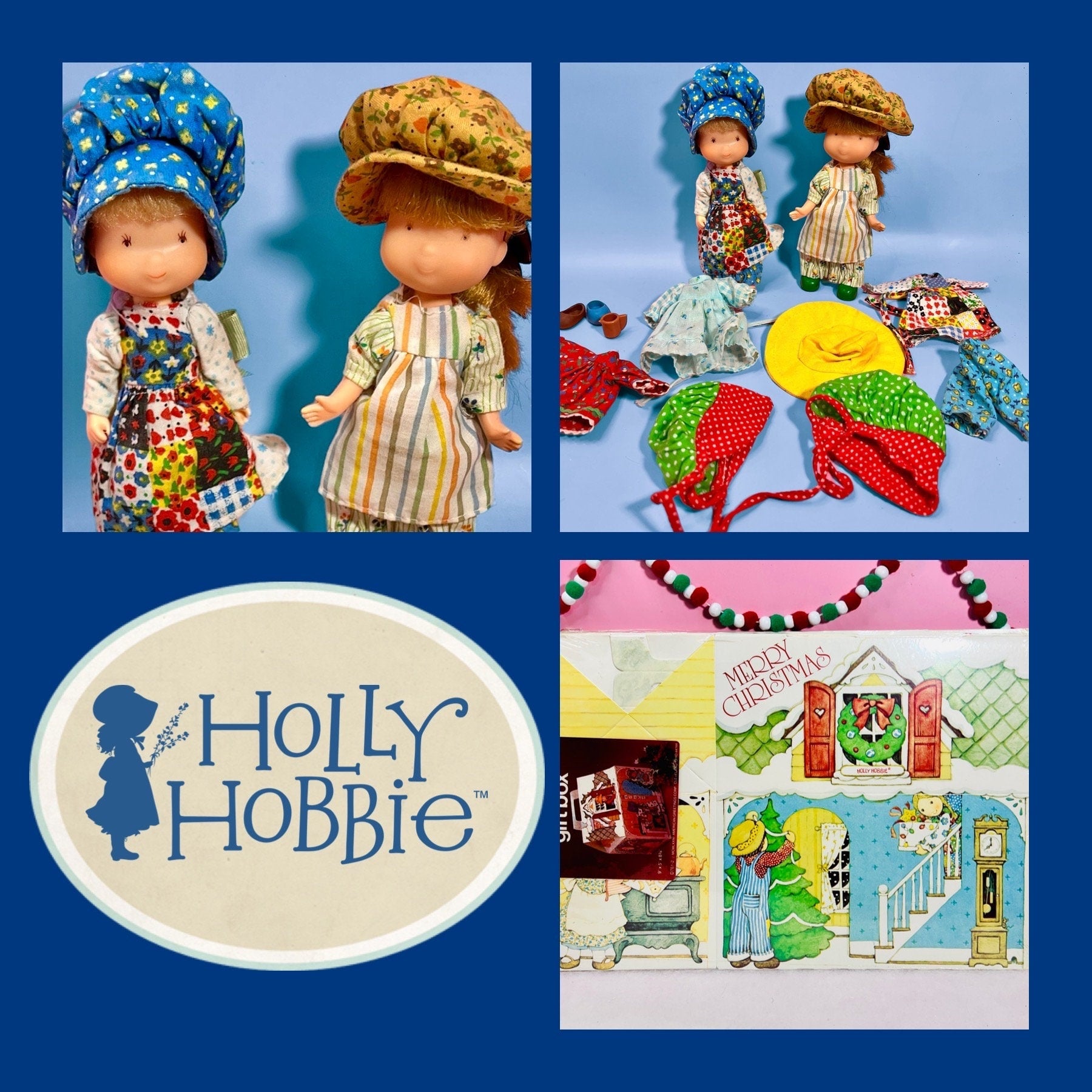 Vintage 1970s Holly Hobbie Dolls Set with Extra Clothing and Accessories - Nostalgic Treasures! Holly Hobbie Gift Box Available! - Dolly Magic