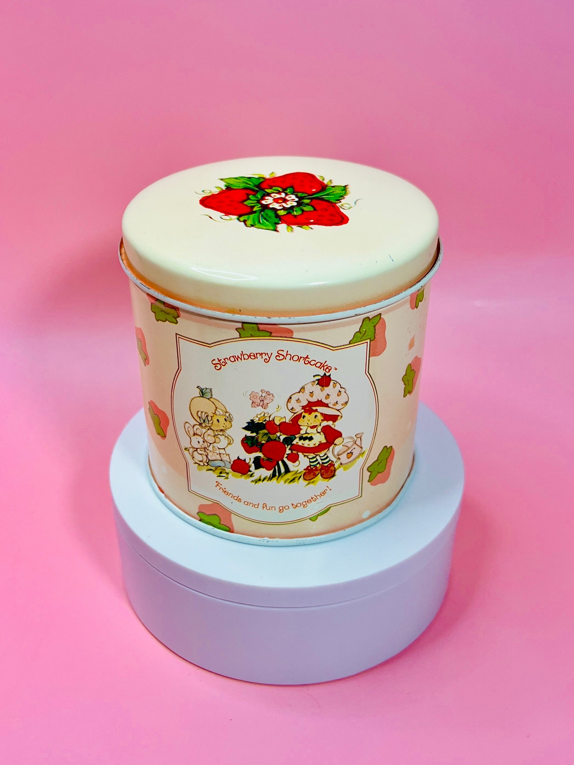 RARE Vintage 1980s Strawberry Shortcake Tin Canister Collectible Retro 80s Decor Featuring Strawberry Herself and Friends! - Dolly Magic